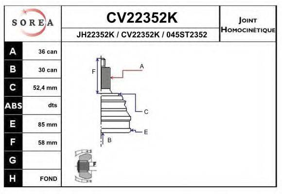 EAI CV22352K Шарнірний комплект, приводний вал