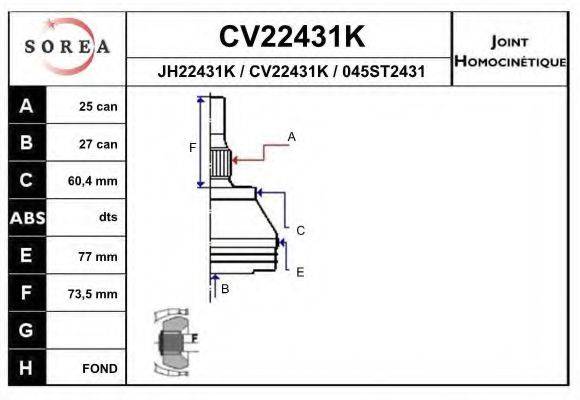 EAI CV22431K Шарнірний комплект, приводний вал