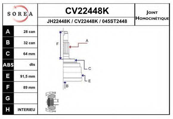 EAI CV22448K Шарнірний комплект, приводний вал