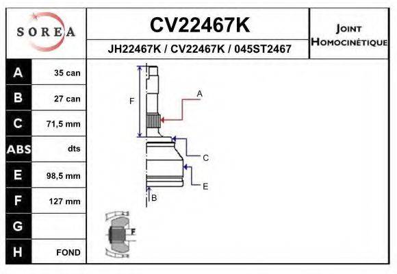 EAI CV22467K Шарнірний комплект, приводний вал
