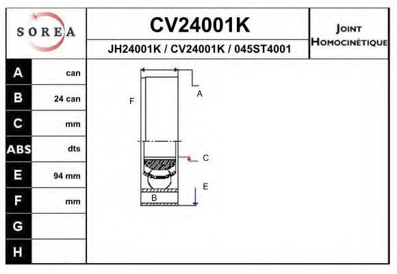 EAI CV24001K Шарнірний комплект, приводний вал