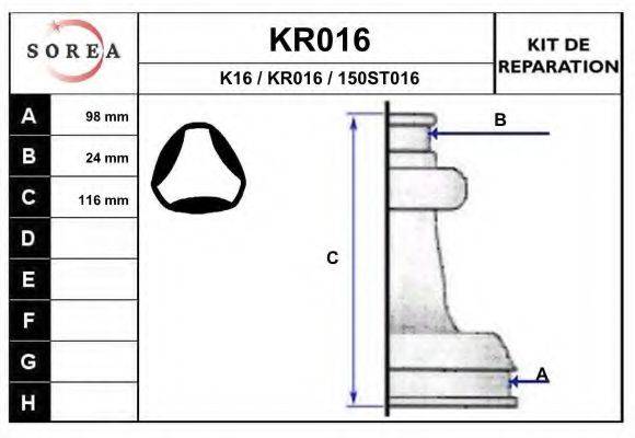 EAI KR016 Комплект пильника, приводний вал