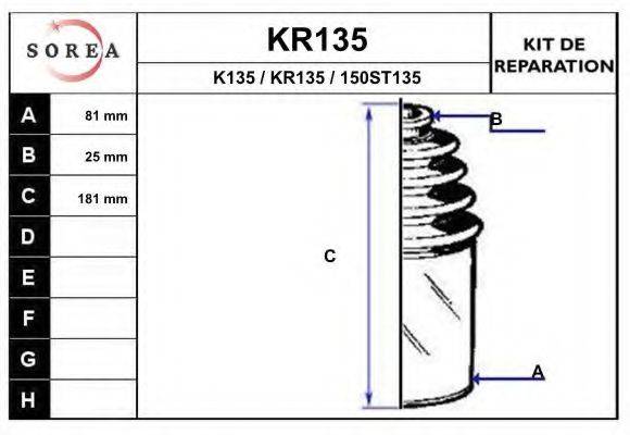 EAI KR135 Комплект пильника, приводний вал