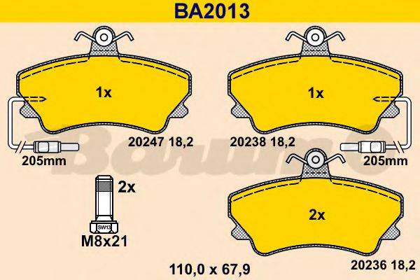 BARUM 20238 Комплект гальмівних колодок, дискове гальмо