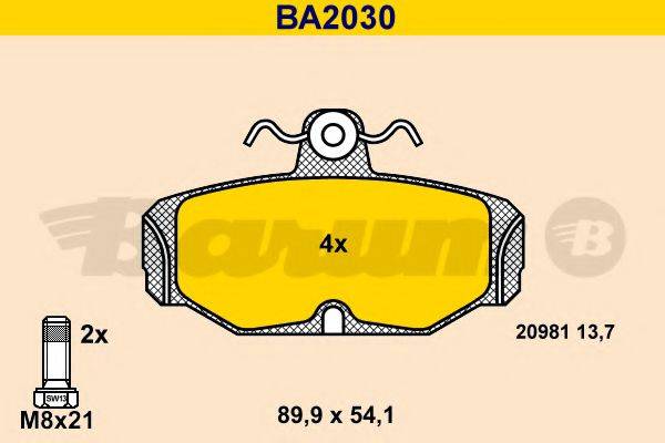 BARUM 20981 Комплект гальмівних колодок, дискове гальмо