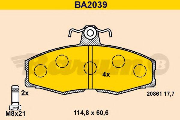 BARUM BA2039 Комплект гальмівних колодок, дискове гальмо