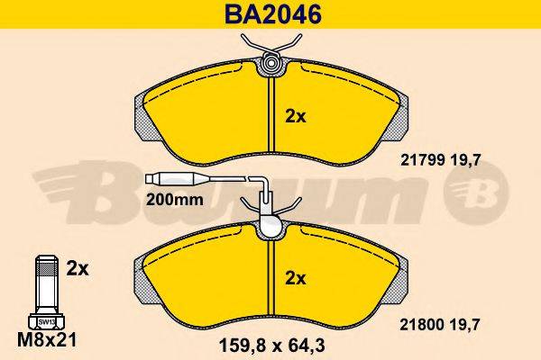 BARUM BA2046 Комплект гальмівних колодок, дискове гальмо