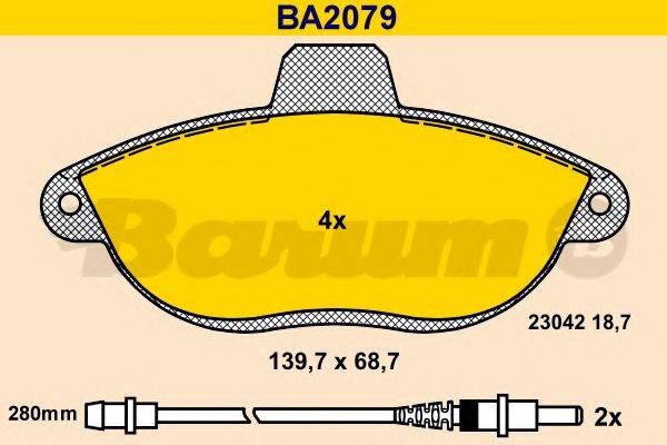 BARUM BA2079 Комплект гальмівних колодок, дискове гальмо