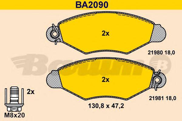 BARUM BA2090 Комплект гальмівних колодок, дискове гальмо