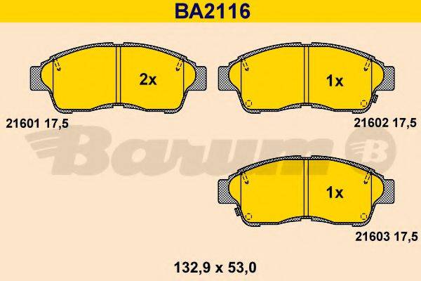 BARUM BA2116 Комплект гальмівних колодок, дискове гальмо