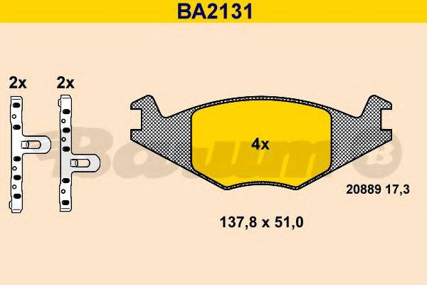 BARUM BA2131 Комплект гальмівних колодок, дискове гальмо