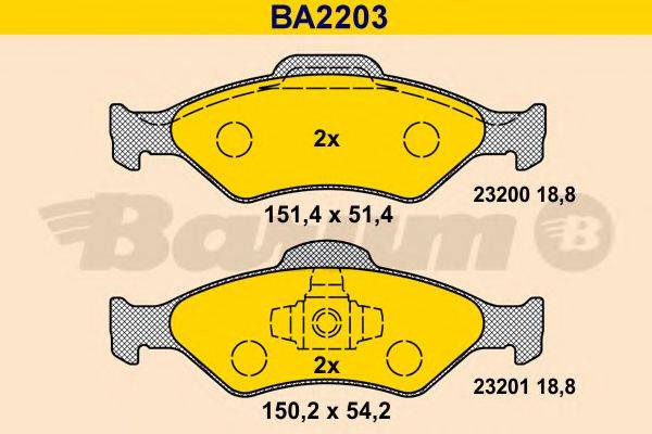 BARUM BA2203 Комплект гальмівних колодок, дискове гальмо