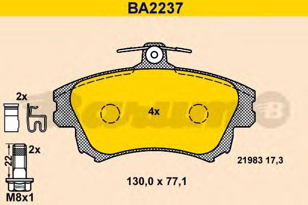BARUM BA2237 Комплект гальмівних колодок, дискове гальмо
