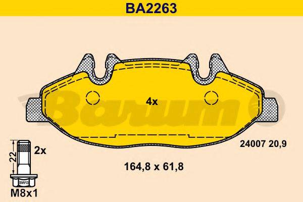 BARUM BA2263 Комплект гальмівних колодок, дискове гальмо