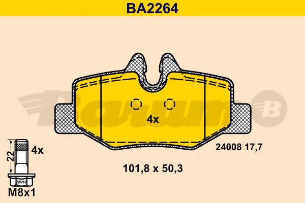 BARUM BA2264 Комплект гальмівних колодок, дискове гальмо