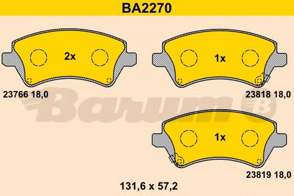 BARUM BA2270 Комплект гальмівних колодок, дискове гальмо