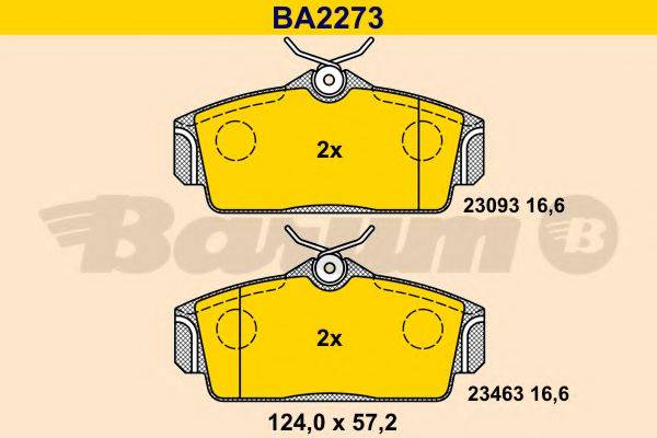 BARUM BA2273 Комплект гальмівних колодок, дискове гальмо