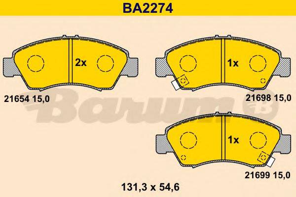 BARUM BA2274 Комплект гальмівних колодок, дискове гальмо