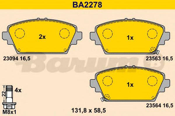 BARUM BA2278 Комплект гальмівних колодок, дискове гальмо