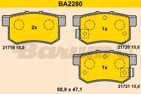 BARUM BA2280 Комплект гальмівних колодок, дискове гальмо