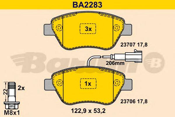 BARUM BA2283 Комплект гальмівних колодок, дискове гальмо