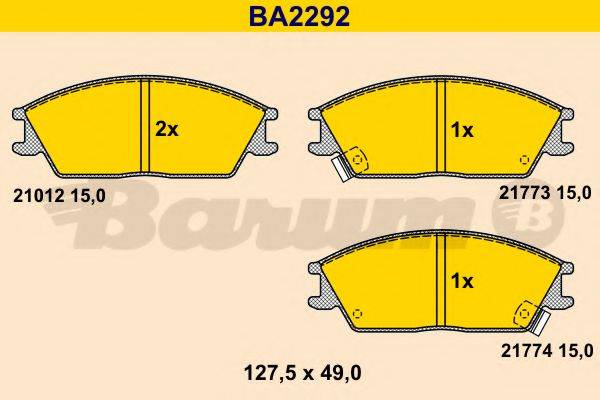 BARUM BA2292 Комплект гальмівних колодок, дискове гальмо