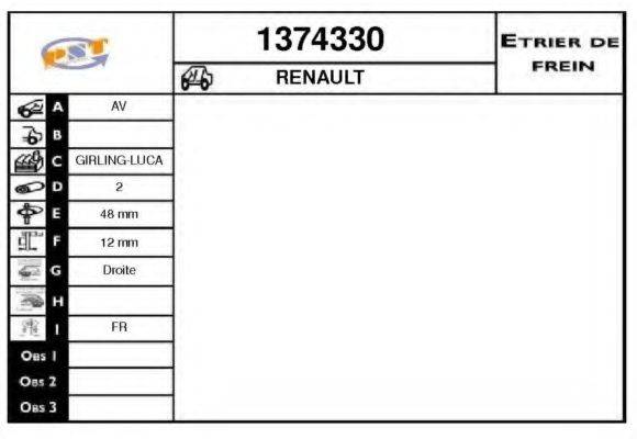 RENAULT 7701012217 Гальмівний супорт