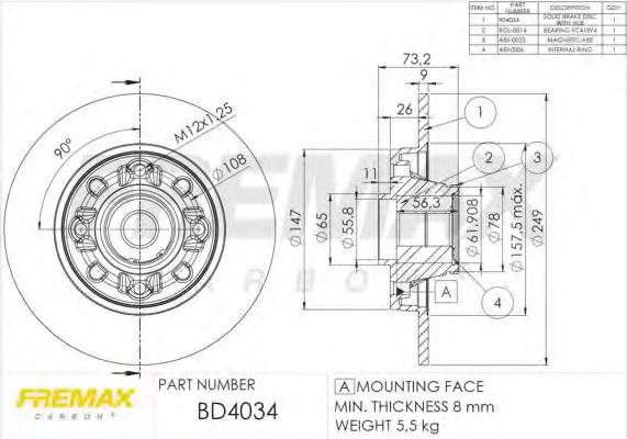 FREMAX BD4034 гальмівний диск