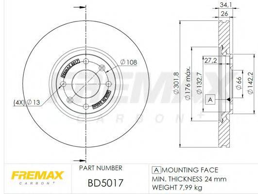 FREMAX BD5017 гальмівний диск