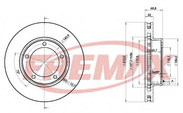 FREMAX BD1265 гальмівний диск