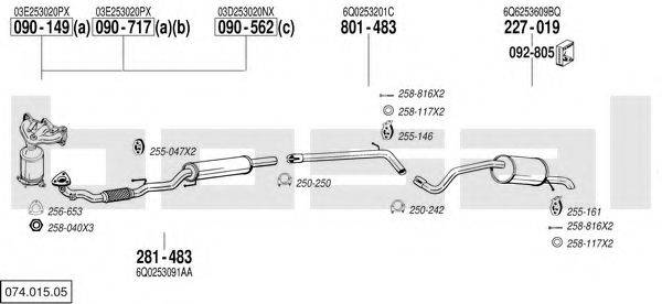 BOSAL 07401505 Система випуску ОГ