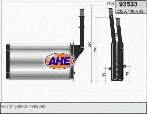 AHE 93533 Теплообмінник, опалення салону