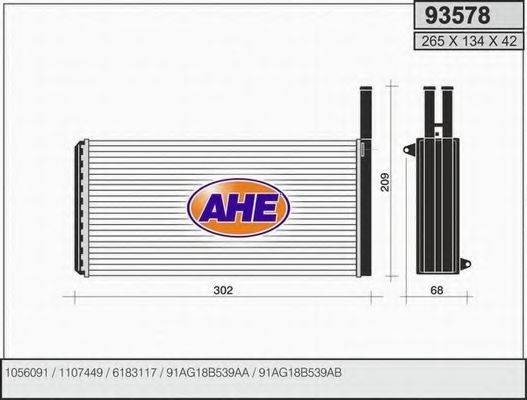 AHE 93578 Теплообмінник, опалення салону