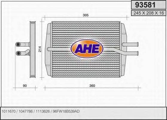 AHE 93581 Теплообмінник, опалення салону