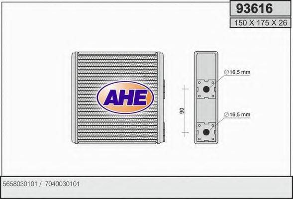 AHE 93616 Теплообмінник, опалення салону