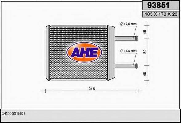 AHE 93851 Теплообмінник, опалення салону