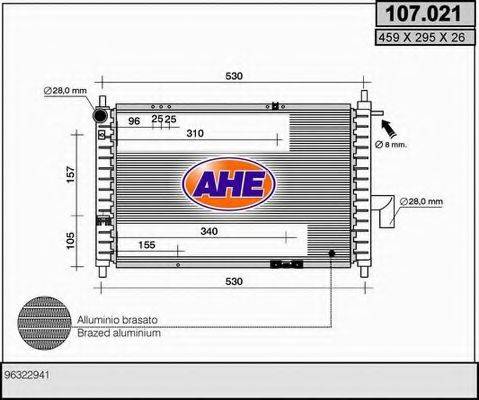 AHE 107021 Радіатор, охолодження двигуна