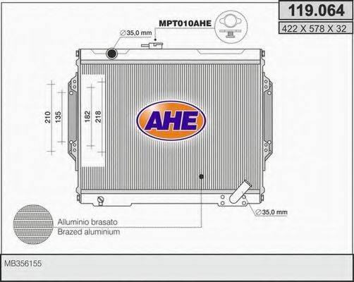 AHE 119064 Радіатор, охолодження двигуна