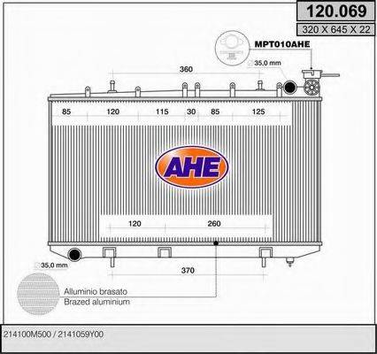 AHE 120069 Радіатор, охолодження двигуна