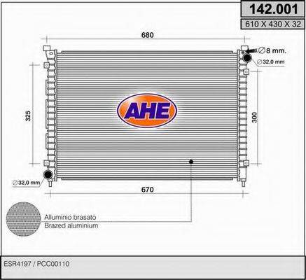 AHE 142001 Радіатор, охолодження двигуна