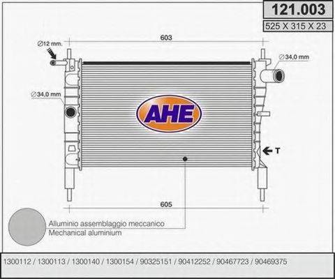 AHE 121003 Радіатор, охолодження двигуна