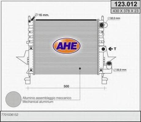 AHE 123012 Радіатор, охолодження двигуна