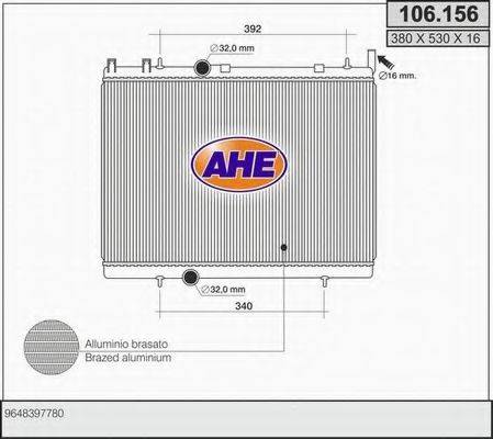 AHE 106156 Радіатор, охолодження двигуна