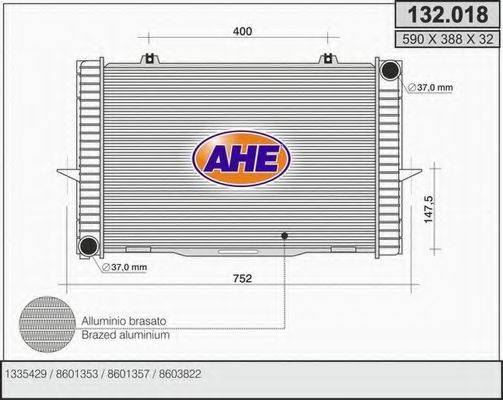 AHE 132018 Радіатор, охолодження двигуна