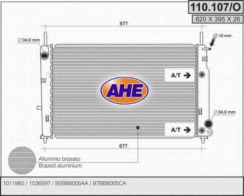AHE 110107O Радіатор, охолодження двигуна