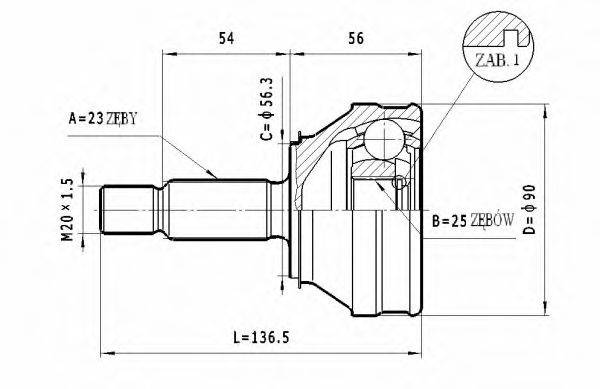 STATIM C364 Шарнірний комплект, приводний вал