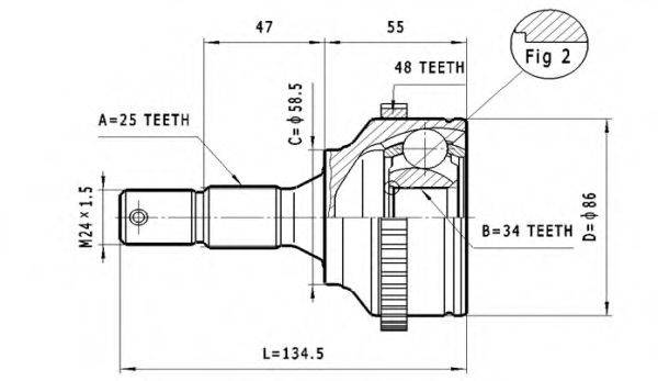 STATIM C104 Шарнірний комплект, приводний вал