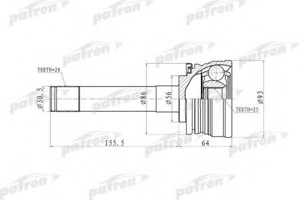 PATRON PCV9316 Шарнірний комплект, приводний вал