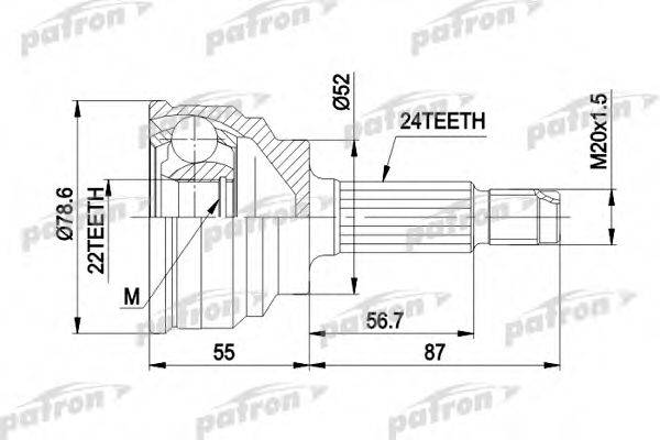 PATRON PCV1024 Шарнірний комплект, приводний вал