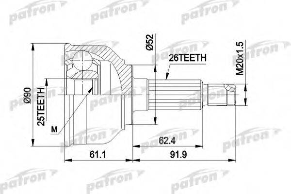 PATRON PCV1042 Шарнірний комплект, приводний вал